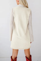 Pocketed V-neck Mini Sweater Overall Dress (12)