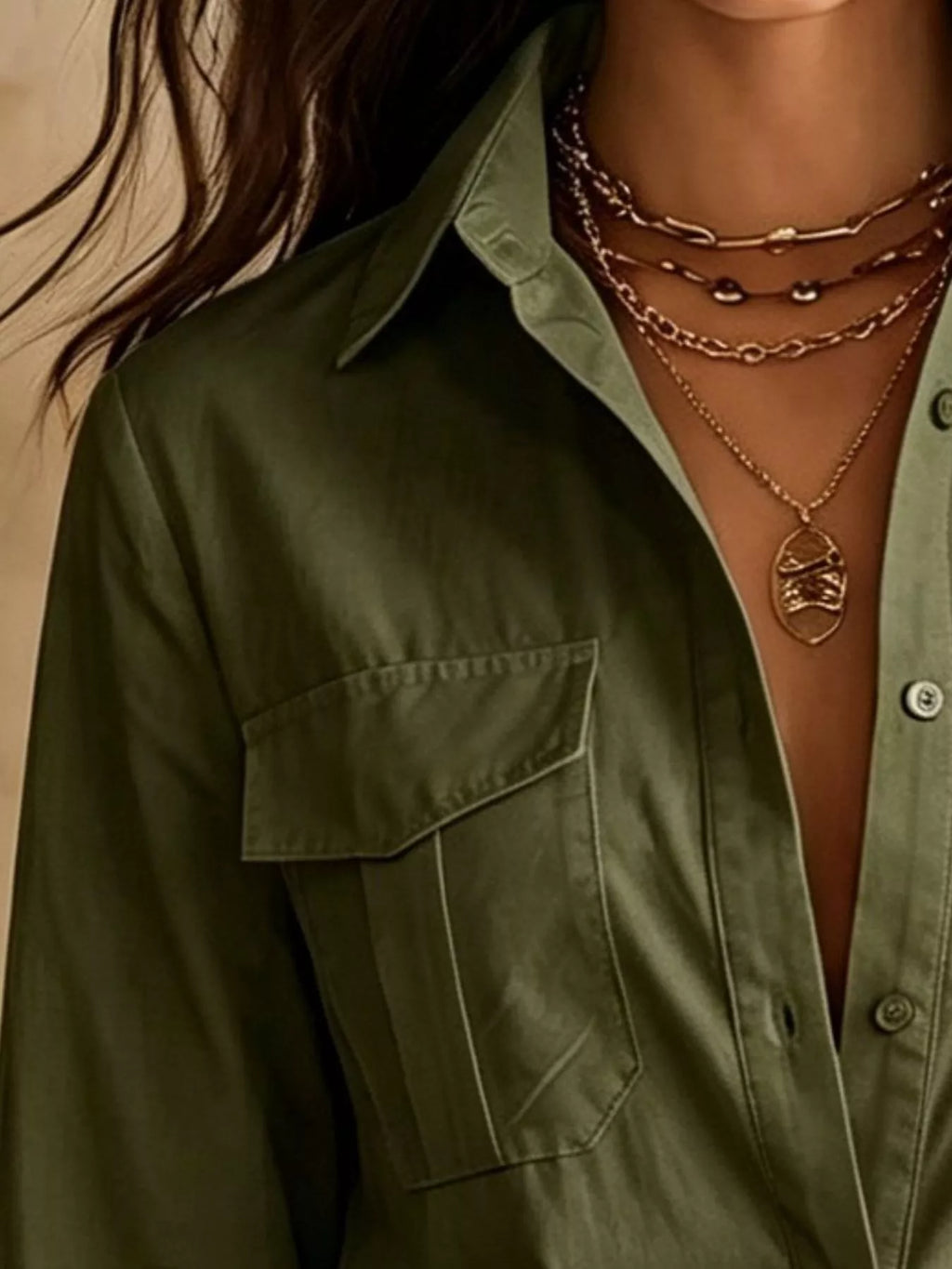 Button-down Shirt Dress Lace Trim (2)