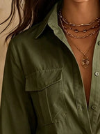 Button-down Shirt Dress Lace Trim (2)