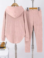 Textured Long Sleeve Hoodie Pants Set (26)