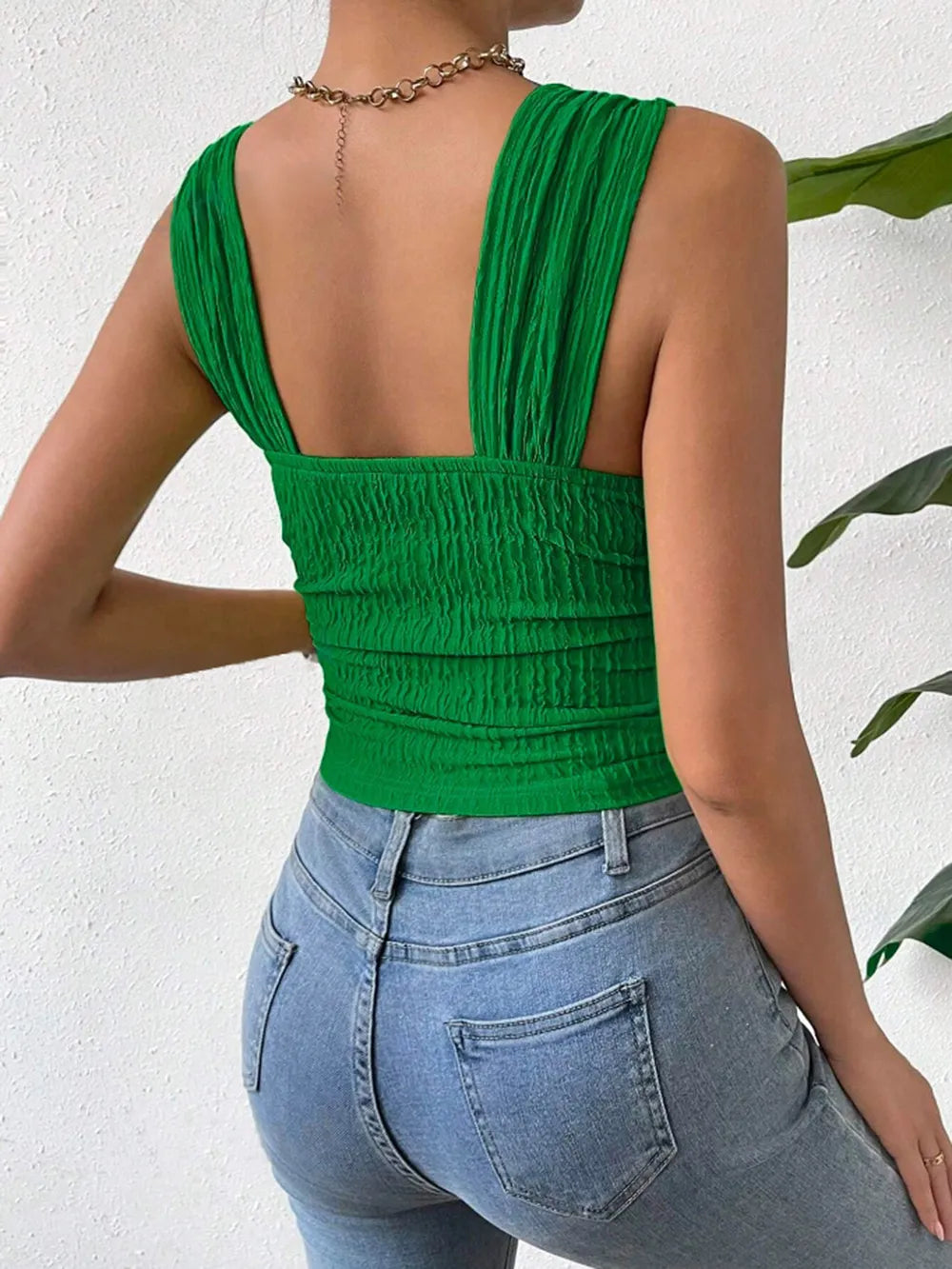 Textured Square Neck Wide Strap Tank (17)