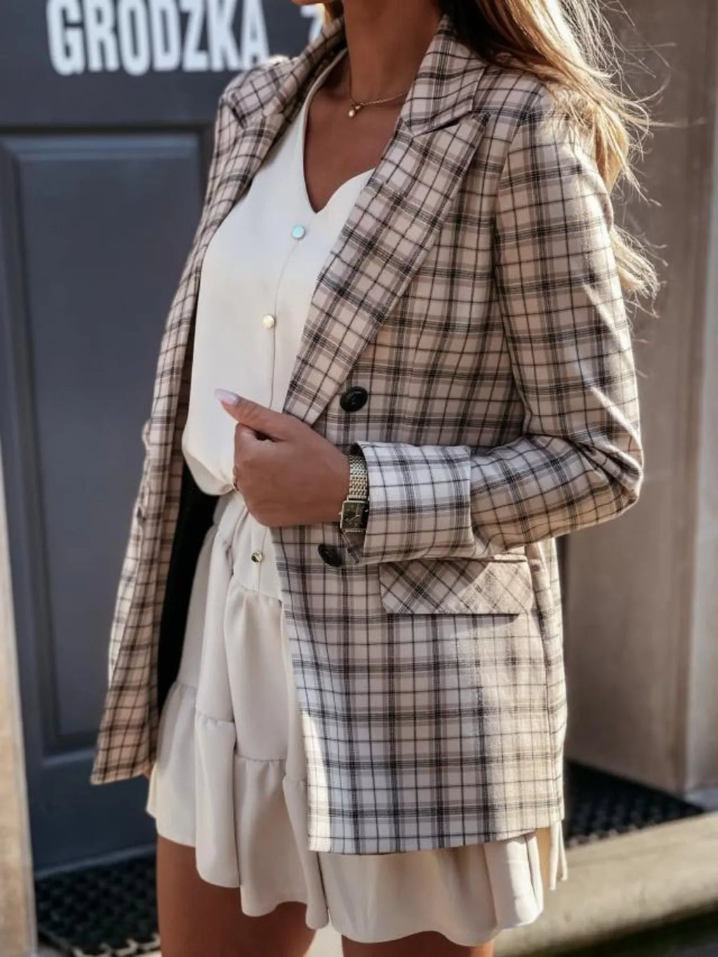 Houndstooth Double-breasted Blazer (11)
