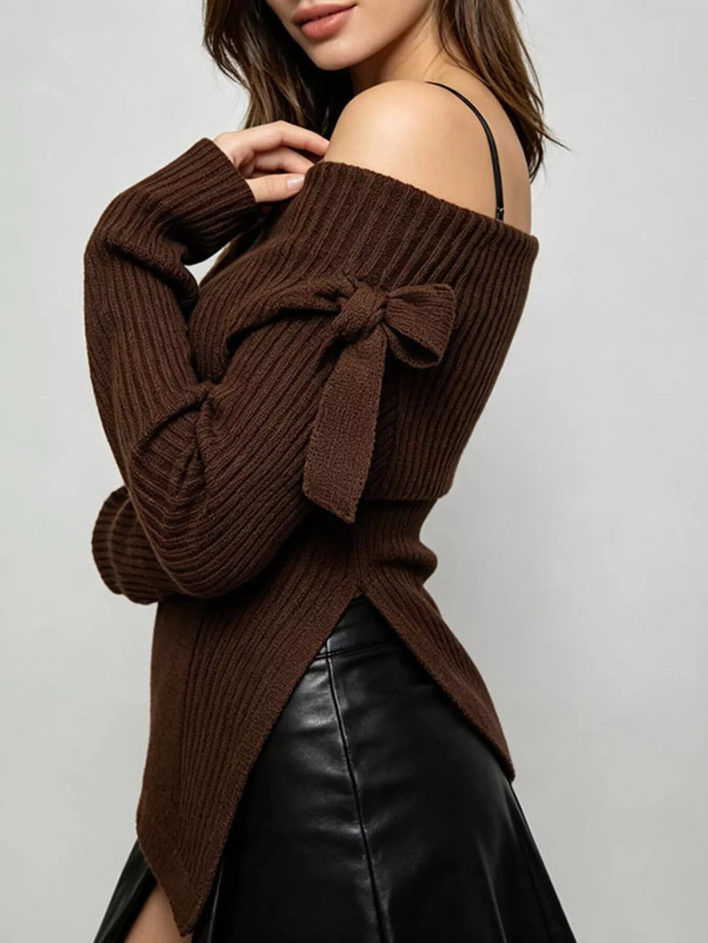 Off-shoulder Ribbed Knit Top (4)