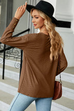 V-neck Lantern Sleeve T-shirt (2)
