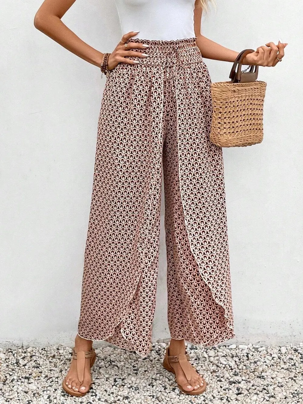 Tied Printed Wide Leg Pants (10)