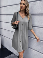 Button Down V-neck Mini Dress (7)