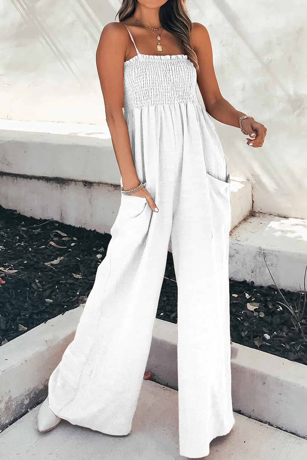 Smocked Spaghetti Strap Wide Leg Jumpsuit (4)