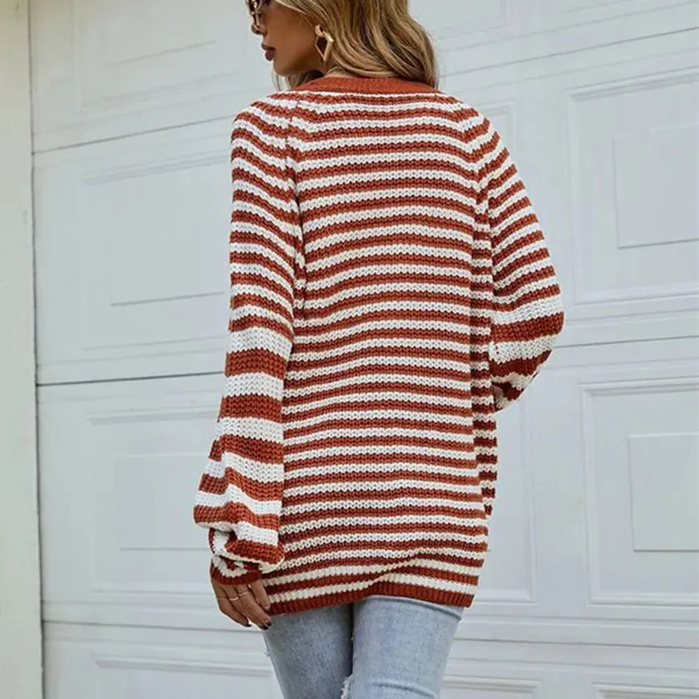 Striped Button Down Long Sleeve Cardigan (12)
