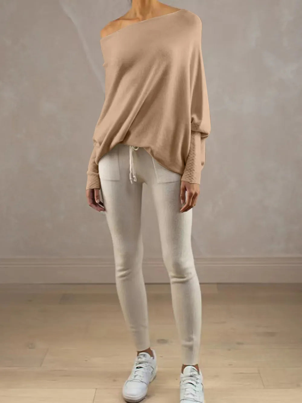 Full Size Boat Neck Batwing Sleeve Knit Top (9)