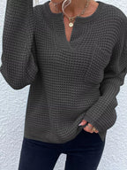 Notched Long Sleeve Sweater (14)