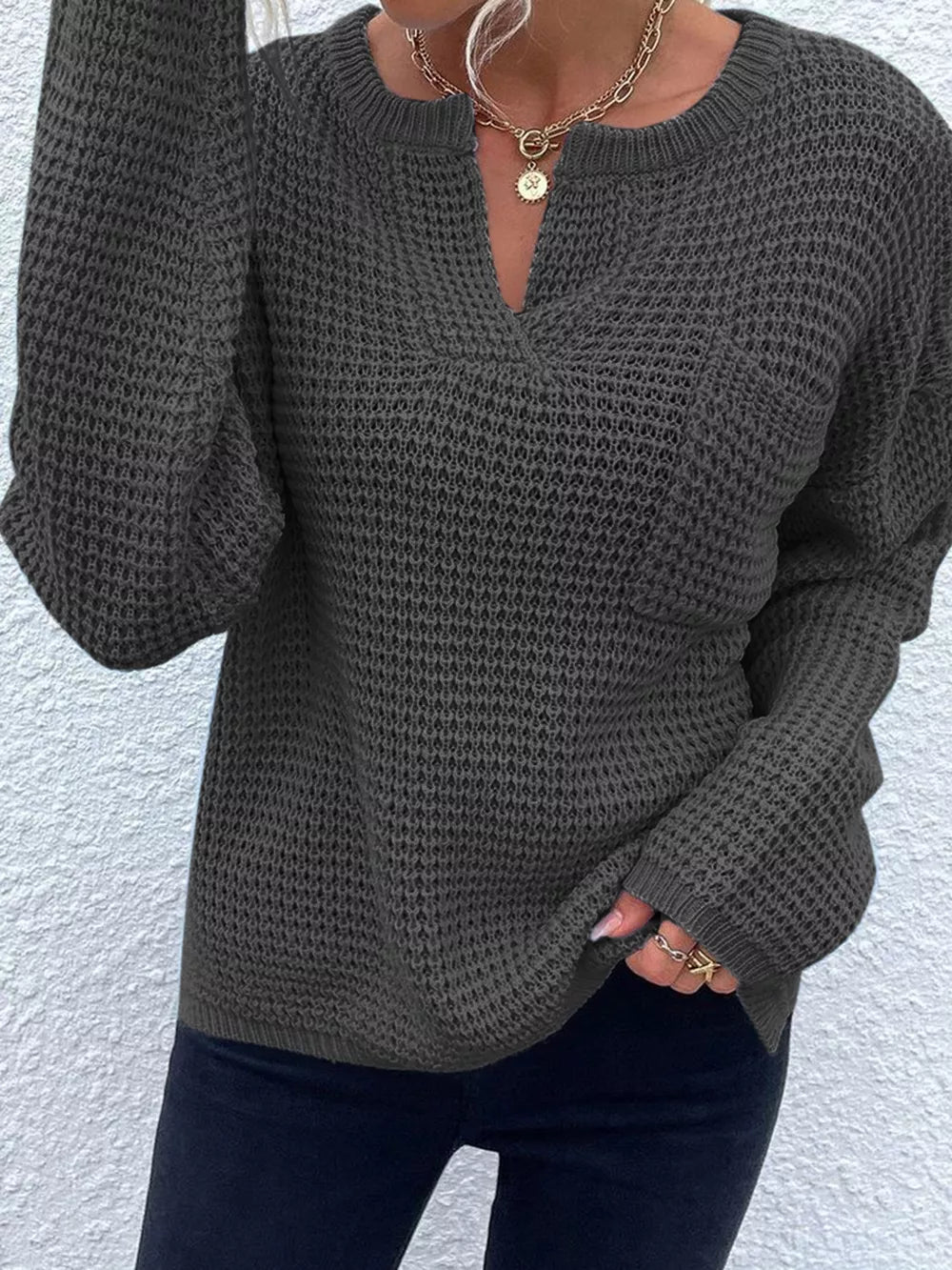 Notched Long Sleeve Sweater (14)