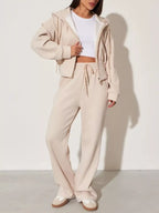 Zip-up Hoodie Wide-leg Pants Set