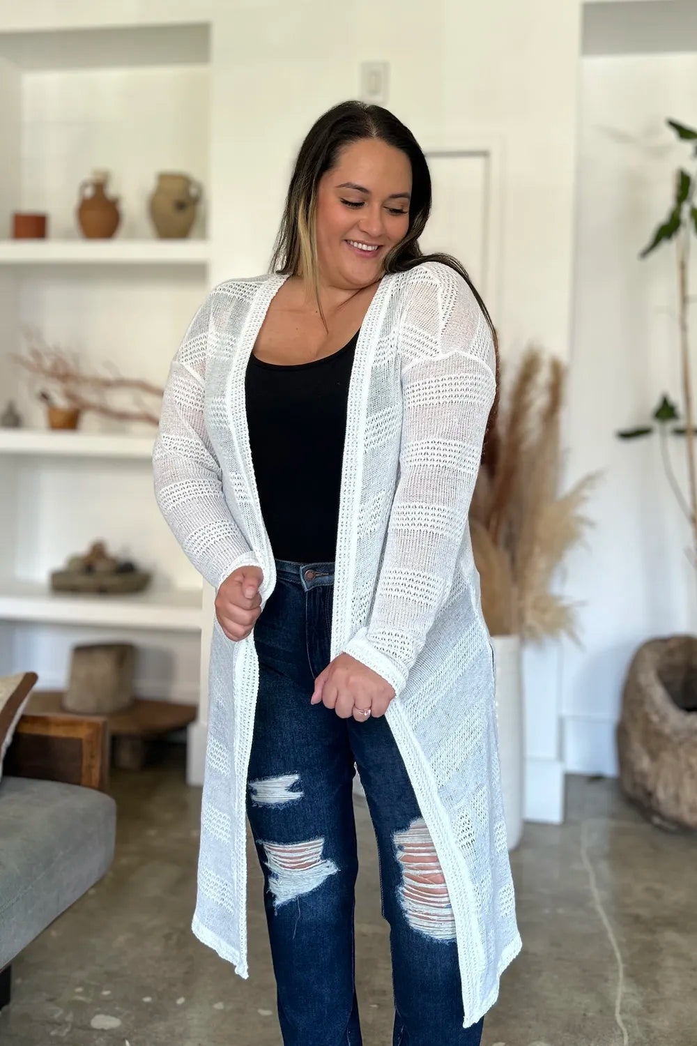 Full Size Open Front Longline Cardigan (25)