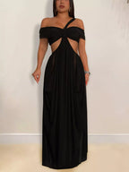 Cutout Off Shoulder Ruched Maxi Dress (2)