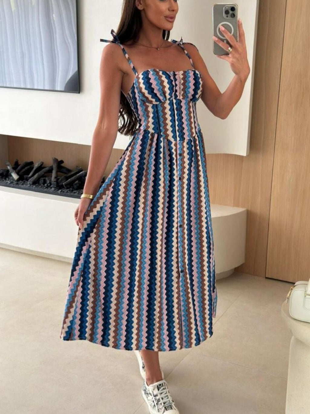 Striped Tie-shoulder Midi Dress (3)