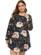 Full Size Floral Long Sleeve Mini Dress (6)