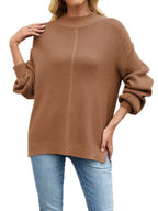 Ribbed Mock Neck Drop Shoulder Sweater (10)