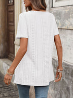 Eyelet Square Neck Short Sleeve Top (15)