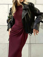 Ruched Long Sleeve Bodycon Maxi Dress (3)