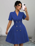 Double-breasted Pleated Blazer Dress (12)