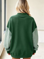 Gingham Sleeves Round Neck Sweatshirt (3)