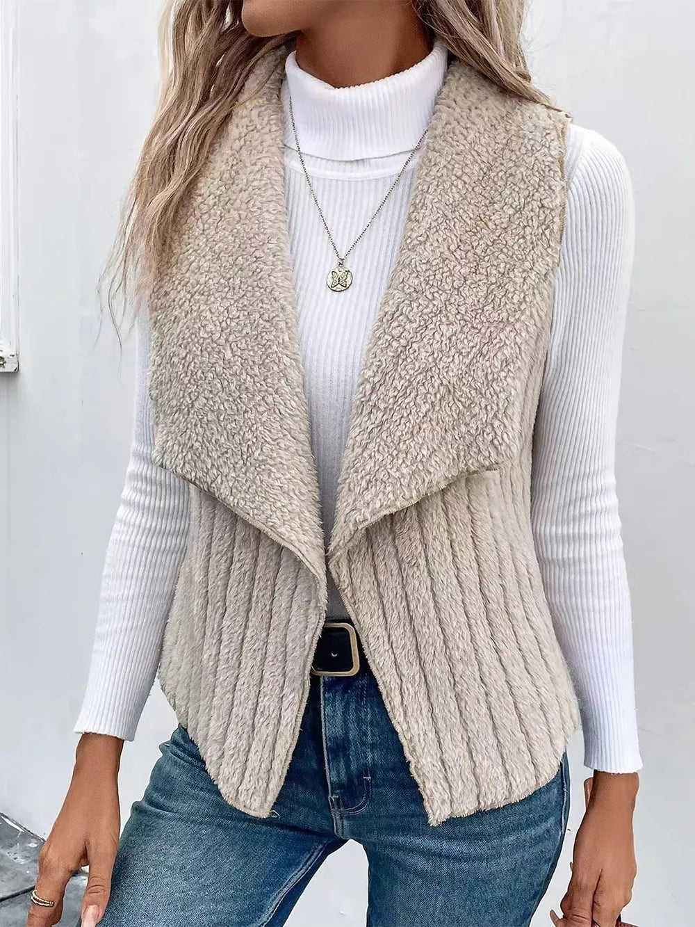Open Front Fuzzy Vest Coat (2)