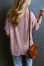 Textured V-neck Dropped Shoulder T-shirt (16)