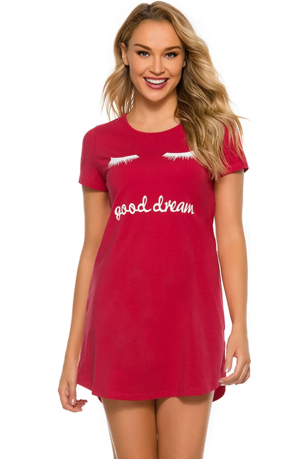 Graphic Round Neck Short Sleeve Lounge Dress (9)