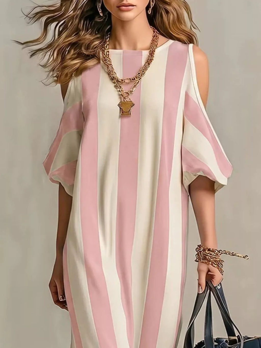Striped Cold Shoulder Maxi Dress (8)