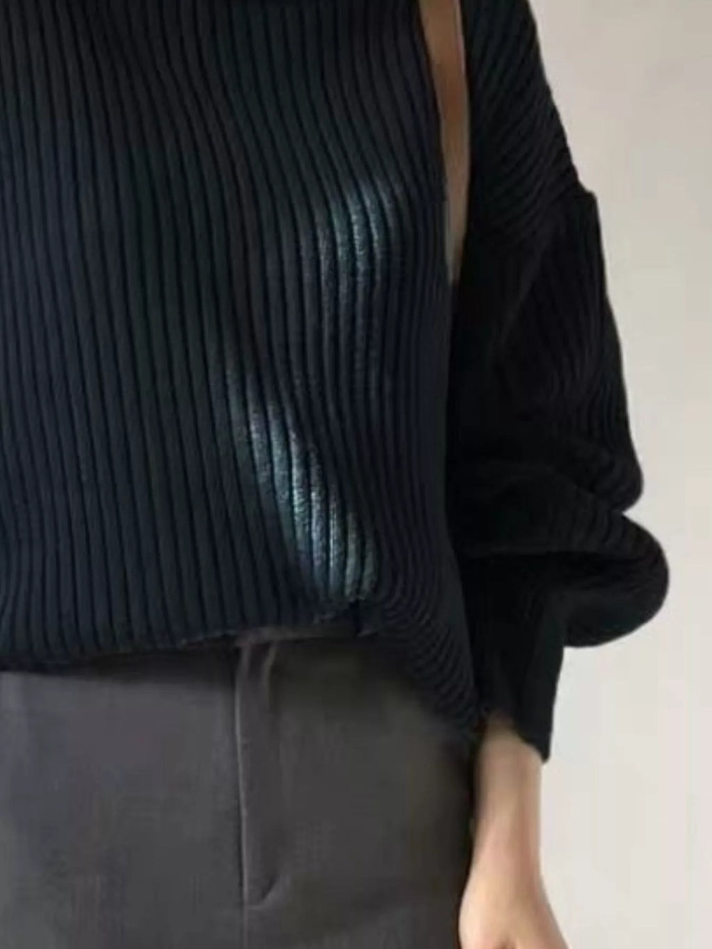 Oversized Turtleneck Ribbed Knit Sweater (14)