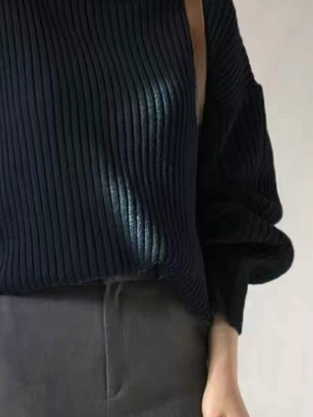 Oversized Turtleneck Ribbed Knit Sweater (14)