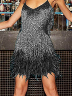 Fringe Feather Hem Mini Dress (11)