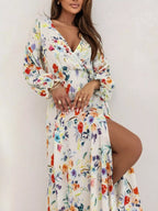 Bohemian Printed Maxi Dress Plunging Neckline (8)