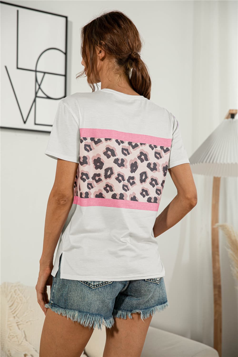 Leopard Block Side Slit Tee (9)