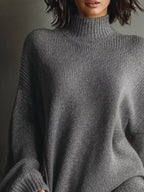 Oversized Mock Neck Long Sleeve Sweater Dress (12)