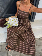 Cutout Back Striped Maxi Dress (3)