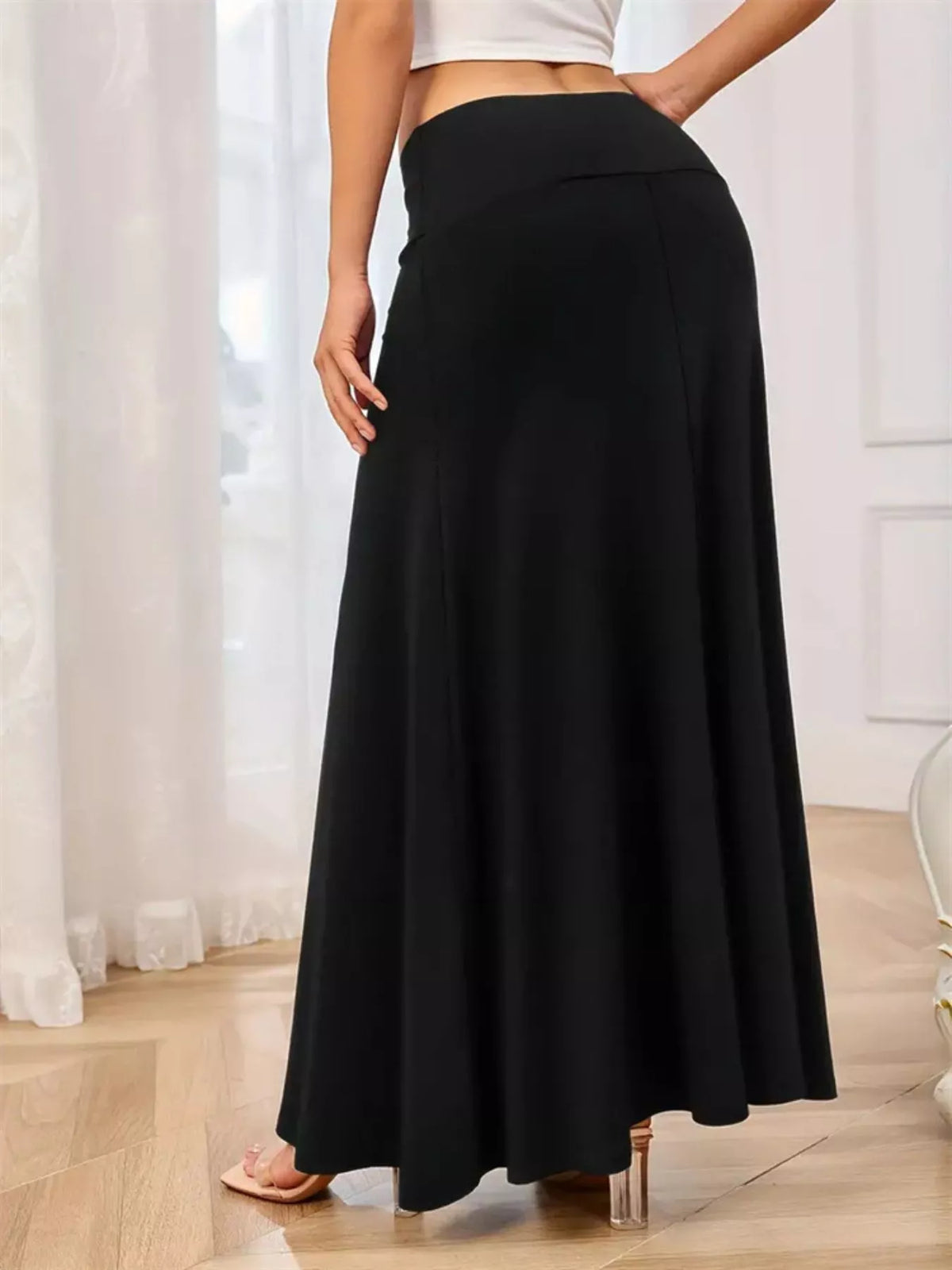 Flowy Maxi Skirt Wide Waistband (6)