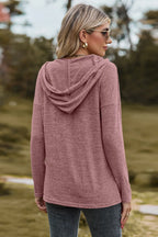 Drawstring Dropped Shoulder Hooded T-shirt (10)