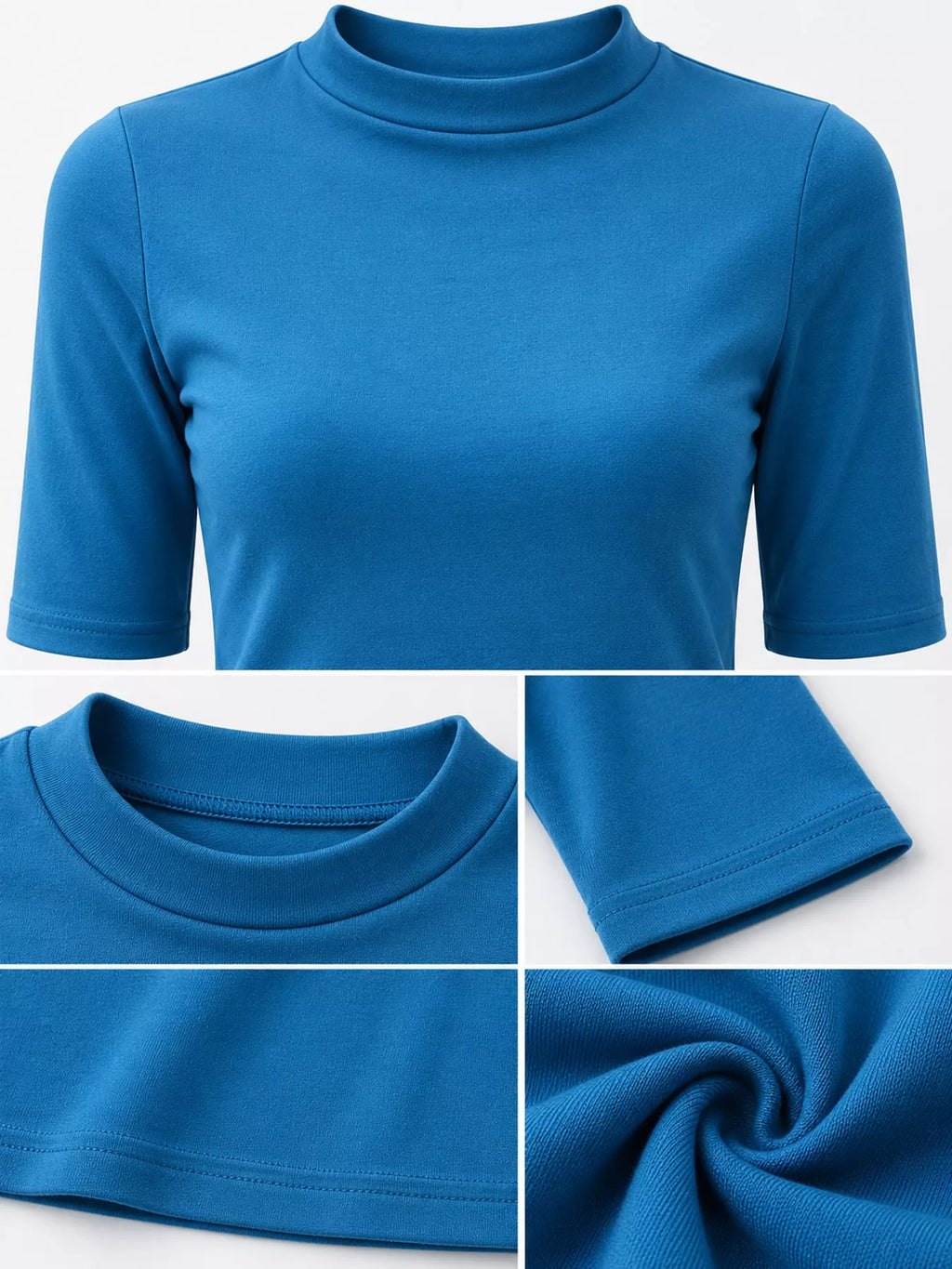 Full Size Mock Neck Half Sleeve T-shirt Plus (18)