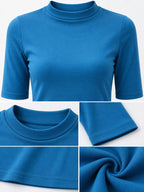 Full Size Mock Neck Half Sleeve T-shirt Plus (18)