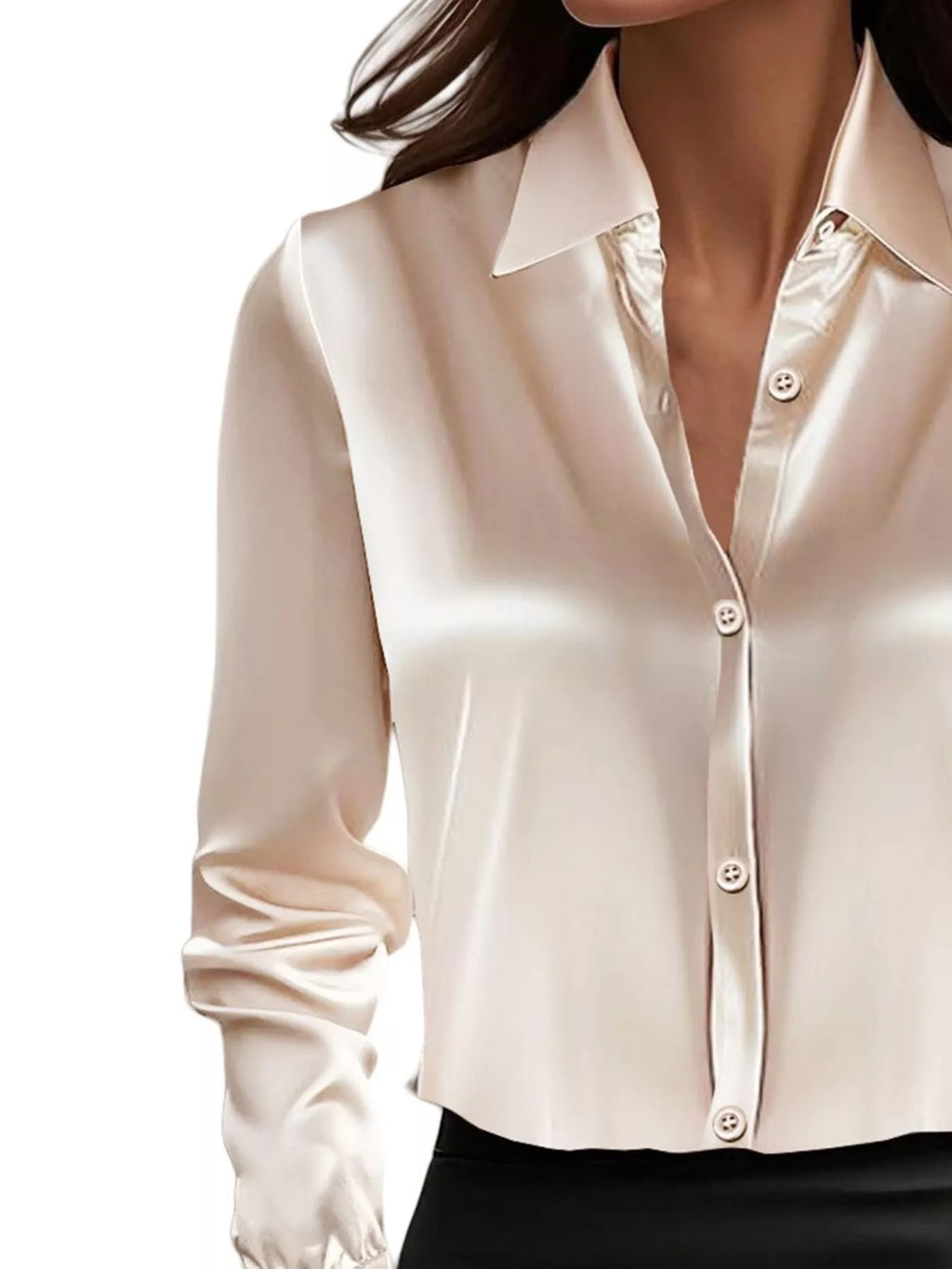 Full Size Button Down Collared Neck Long Sleeve Shirt Plus (3)
