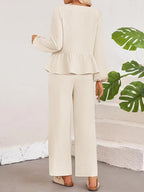 Tie Neck Balloon Sleeve Top Pants Set (3)