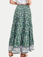 Full Size Tiered Printed Elastic Waist Skirt (6)