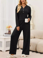 Ribbed Knit Top Wide-leg Pants Set (8)