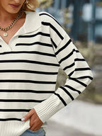 Ribbed Hem Long Sleeve Striped Sweater (12)