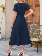 Tiered Notched Short Sleeve Dress (21)