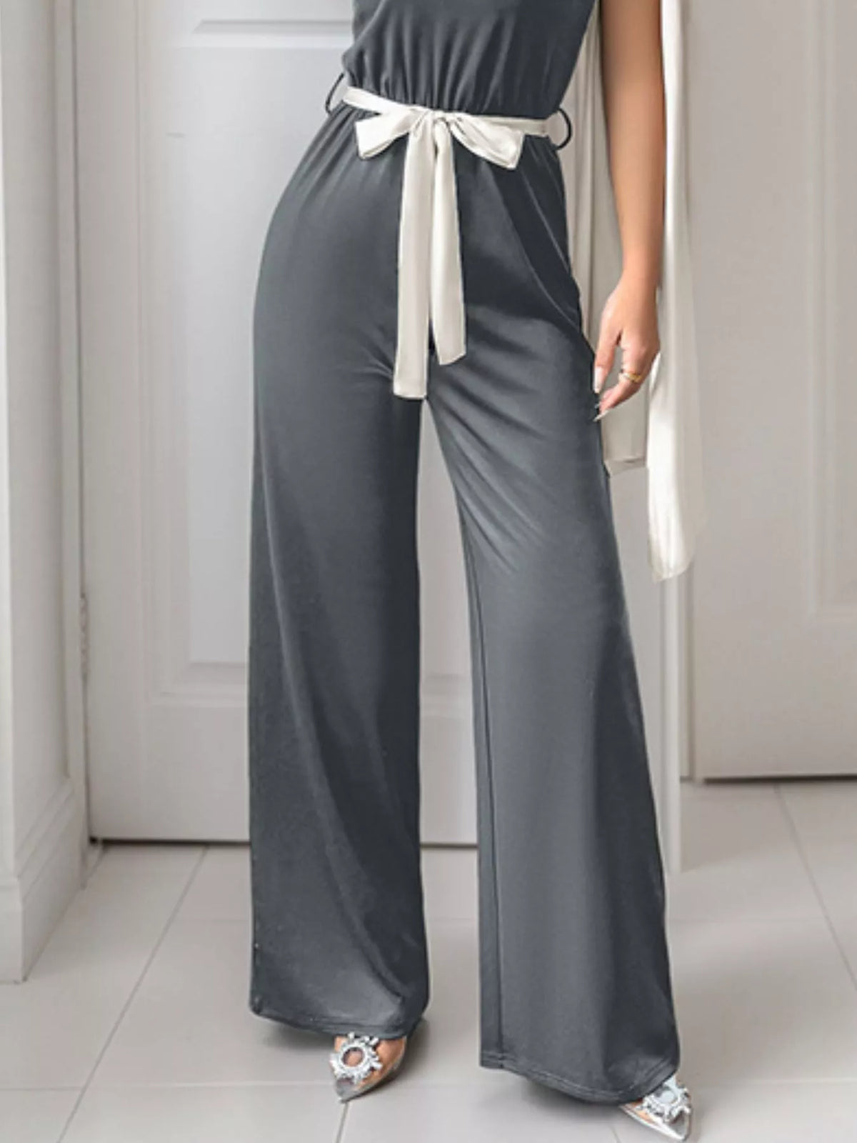 One-shoulder Bowknot Wide Leg Jumpsuit (13)