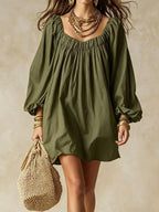 Flowy Balloon Sleeve Mini Dress (6)