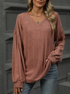 V-neck Long Sleeve T-shirt (9)