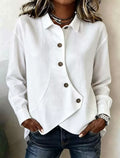 Full Size Asymmetrical Button Down Shirt Plus